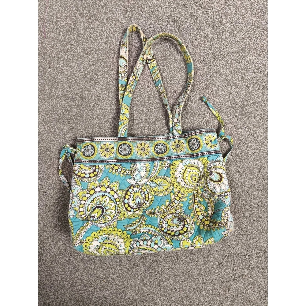 Vera Bradley Yellow Paisley Floral Quilted Large Tote Bag